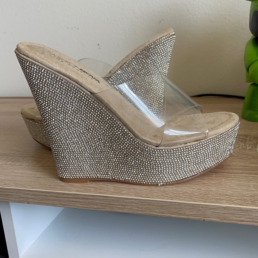 Fashion nova wedge rhinestone platform